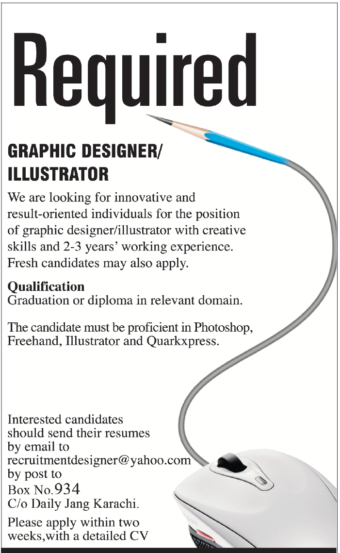 Graphic Designer/Illustrator Jobs in Karachi in Karachi Graphic Designer